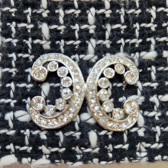 Cache Tweed Shoulder Bag Clutch Black White Silver Chain Sparkle Chic Elegant - Picture 5 of 16